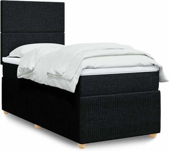 vidaXL Cama Box Spring Con Colch&oacute;n Tela Negro 80x200 Cm Vidaxl