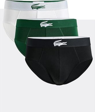 Lacoste 3-pack Stretch Jersey Briefs Mens Underwear White/Green/Black : XS (EUR 3), Cotton/Elastane