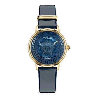 Versace Medusa Alchemy Blauw Goud Horloge - Dames - Horloges - Geel - ONE Size - Accessoires