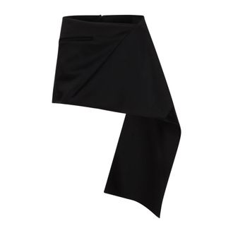 Courrèges Short Skirts, female, Black, 2XS, Folded Satin Mini-skirt Look 16