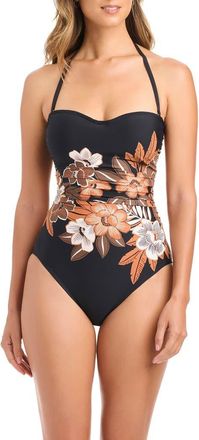 Bleu Rod Beattie Shirred One-Piece Swimsuit in Black at Nordstrom, Size 10