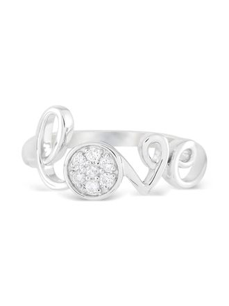 Luxury Bazaar 14kt witgouden Love ring met diamant - Zilver