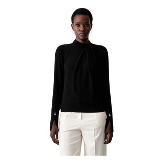Patrizia Pepe Camicetta con collo alla coreana - - Blouses & Shirts - Donna - Nero - L