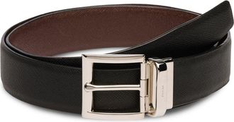Prada Black Saffiano Leather Reversible Belt - Mens - Calf Leather
