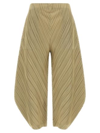 Pleats Please Issey Miyake Beige Polyester Casual Womens Pants