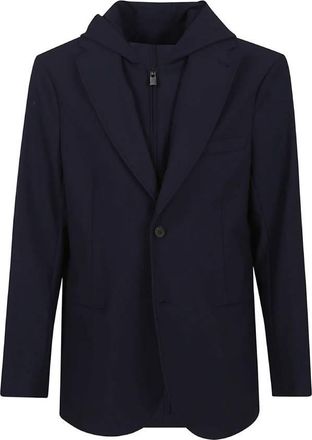 Emporio Armani Nylon Blazer With Detachable Inner Panel And Hood, Brand Size 48 ( US Size 38 )