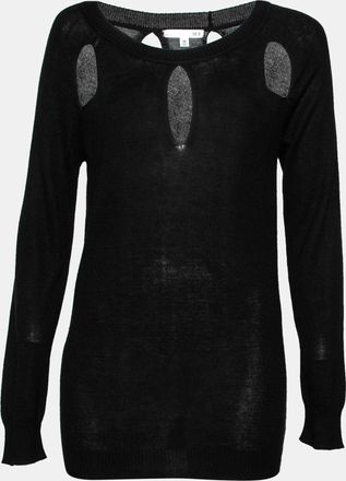 ROI Black Silk & Cashmere Knit Cut-Out Detail Sweater