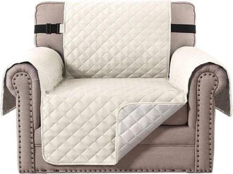 No Brand Funda Reversible Para Sill&oacute;n - Repelente Al Agua Y Antideslizante - Funda Protectora Lavable Para Muebles Con Correa El&aacute;stica - Para Mascotas - Marfil