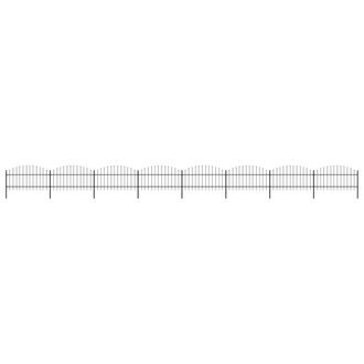 Berkfield Home Garden Fence with Spear Top Steel (1-1.25)x13.6 m Black