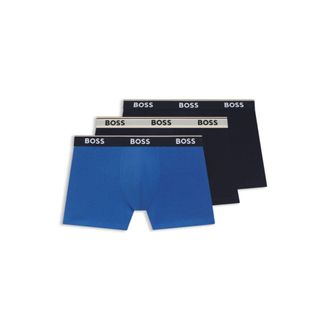 BOSS Three-pack of stretch-cotton boxer briefs with logo waistband