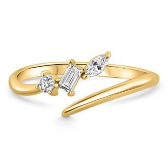 Pompeii3 1/4Ct Fancy Multi Shape Diamond Ring Stackable Band 14k Gold Lab Grown
