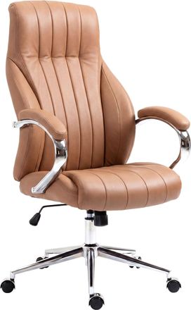 Clp Silla De Oficina Wigan En Cuero Real Marr&oacute;n Claro