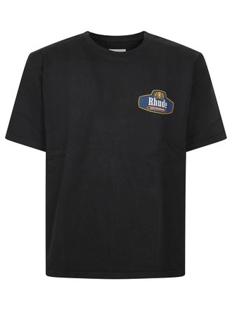 Rhude Black Racing Crest Cotton T-Shirt