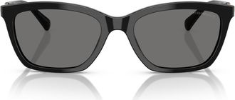 Emporio Armani 54mm Cat Eye Sunglasses in Shiny Black /Dark Grey Polar at Nordstrom