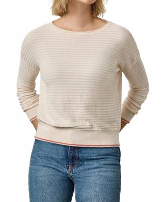 Lilla P Tipped Hem Wide Neck Sweater In Pearl