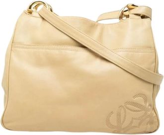 Loewe Pre-owned Shoulder Bags, female, Beige, Size: ONE SIZE Pre-owned Anagram Leather Shoulder Bag