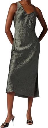 Equipment Womens Aurore Crinkle Satin Asymmetrical Dress In Castor Grey