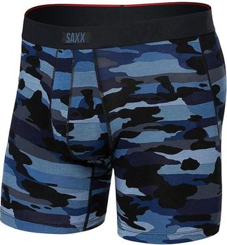 Saxx Underwear Vibe Xtra Super Soft Boxer Brief Fly Mens Underwear Cloudbank Camo/Navy : 2XL, Elastane/Mesh/Polyester