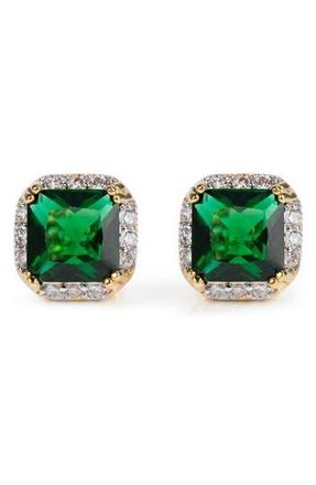 Kenneth Jay Lane Cubic Zirconia Halo Stud Earrings in Green/gold at Nordstrom Rack