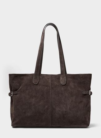 Simons Womens Side-belt suede tote bag Exclusive collection from Italy