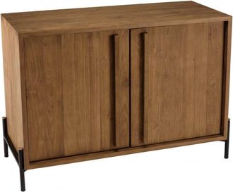 Macabane Aparador de 2 puertas de madera de teca reciclada y metal negro