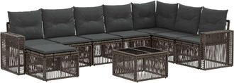 vidaXL Conjunto De Sof&aacute;s De Jard&iacute;n 9 Uds. Gris Y Gris Oscuro Vidaxl