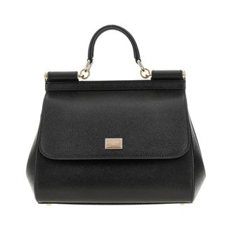 Dolce & Gabbana Dauphine Leren Grote Sicily Tas - Dames - Tassen - Zwart - Maat: ONE Size Zijde