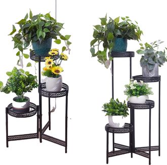 OEM Soporte Para Plantas, 4 Niveles, Construcci&oacute;n Met&aacute;lica, Negro, 3 Niveles