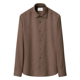 Eton Overhemden, Heren, Bruin, L, Bruine Overhemd Lange Mouw