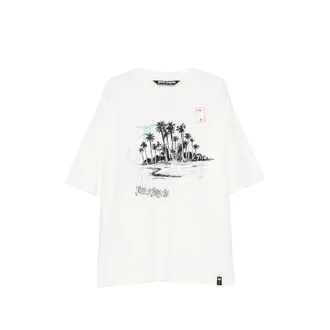 Palm Angels Graphic-print Rhinestone-embellished T-shirt