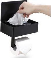 OEM Portarrollos De Papel Higi&eacute;nico De Acero Inoxidable Negro, Soporte De Pared Con Caja Para Toallitas H&uacute;medas