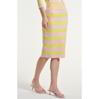 Isaac Mizrahi New York Mixed Stripe Knit Skirt in Pink Multi at Nordstrom, Size X-Small