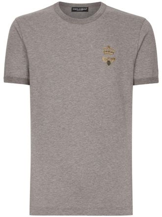 Dolce & Gabbana motif-embroidered cotton T-shirt - men - Cotton - 60 - Neutrals