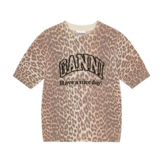 Ganni Dames, Tops, Bruin, Maat: S Wol