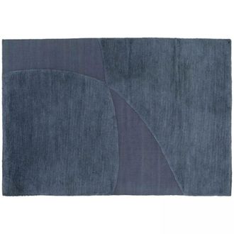 Oviala Alfombra de lana con dise&ntilde;o tejido a mano en azul de 160 x 230cm
