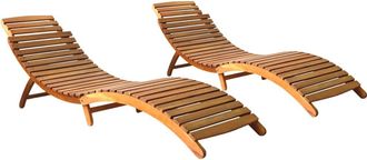 vidaXL Tumbonas 2 Uds Madera Maciza De Acacia Vidaxl