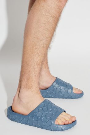 Coach Rubber Flip-flops With Logo, Mens, Blue