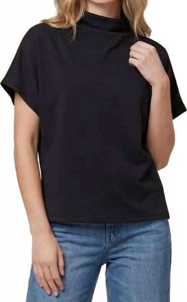 She + Sky Angela Drop Shoulder Mock Neck Top In Black