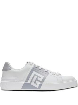 Balmain B-Court logo-detail calfskin sneakers - men - CALFSKIN/Fabric/Rubber - 44 - White