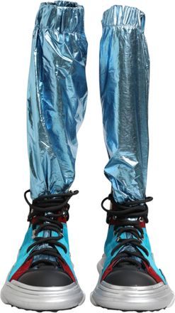 Dolce & Gabbana Blue Lace Up Over The Knee Socks Men Boots Mens Shoes