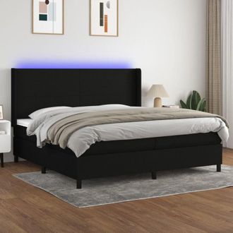 vidaXL Vidaxl - Cama Box Spring Colch&oacute;n Y Luces Led Tela Negro 200x200 Cm