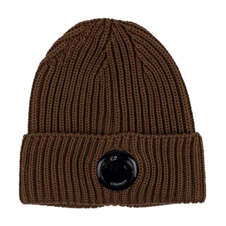 C.P. Company Berretto in Lana con Dettaglio Lente Frontale - - Accessories - Uomo - Marrone - ONE SIZE
