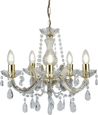 Searchlight Searchlight - Lampadario Classico Marie Therese Acciaio Adjustable Cristallo 5 Luci E14