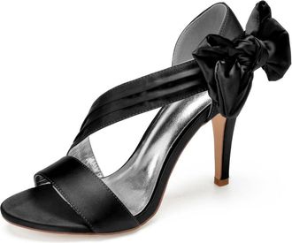 Generic Womens High Heels Sexy Open Toe Heels Wedding Shoes Summer Stiletto Sandals Bridal Shoes 10.5Cm,Black,6 UK