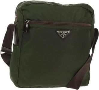 Prada Pre-owned Cross Body Bags, female, Green, Size: ONE SIZE Pre-owned Nylon Cross Body Bag