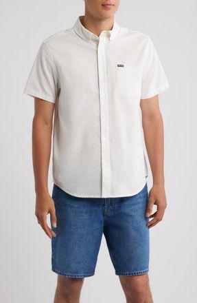 Brixton Sanford Oxford Short Sleeve Cotton Blend Button-Up Shirt in Off White at Nordstrom, Size Xx-Large