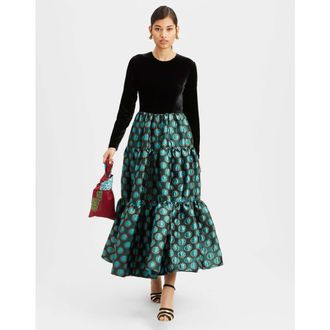 La DoubleJ Big Dress Jacquard Winter Sun Emerald at Nordstrom, Size Xx-Large