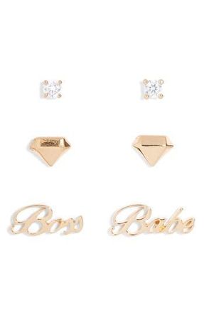 Nadri Slaybelles Set of 3 Stud Earrings in Gold at Nordstrom Rack