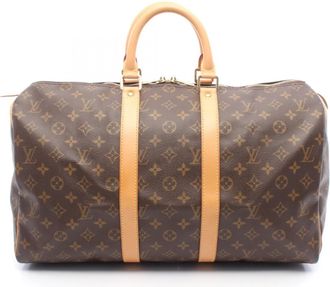 Louis Vuitton Brown Coated Canvas Leather Boston Bag (Pre-Owned)