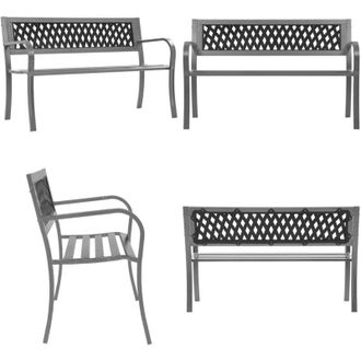 vidaXL Panca da Giardino Nera 120 cm Acciaio - Seduta da giardino - Arredamento da esterno